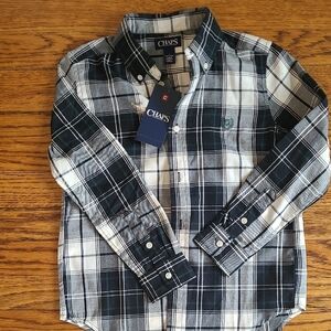 Chaps Black and White Plaid Shirt